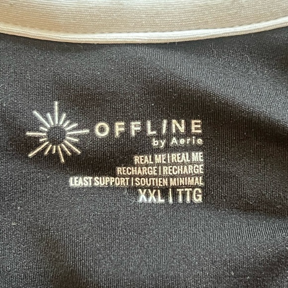 Aerie Black Sports Bra with White Trim Size XXL - Picture 2 of 2